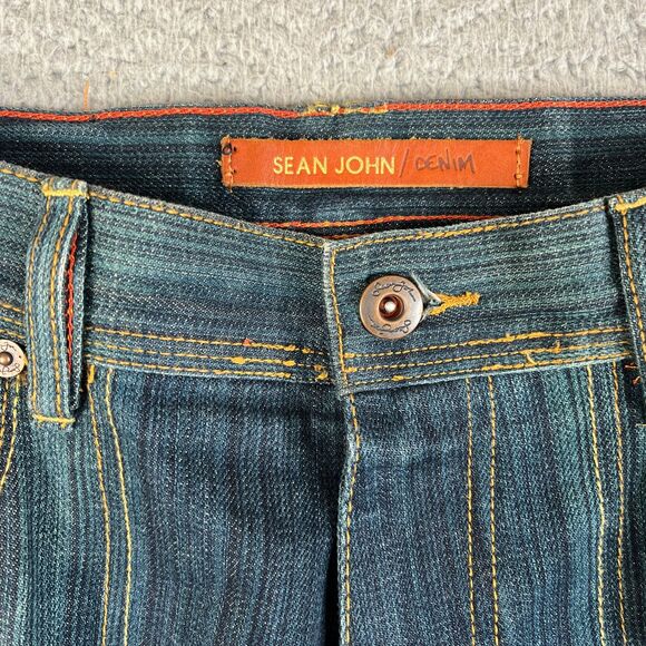 Sean John Jeans Men 34x33  Blue Denim Carpenter Utility Straight Leg Streetwear - Picture 4 of 12
